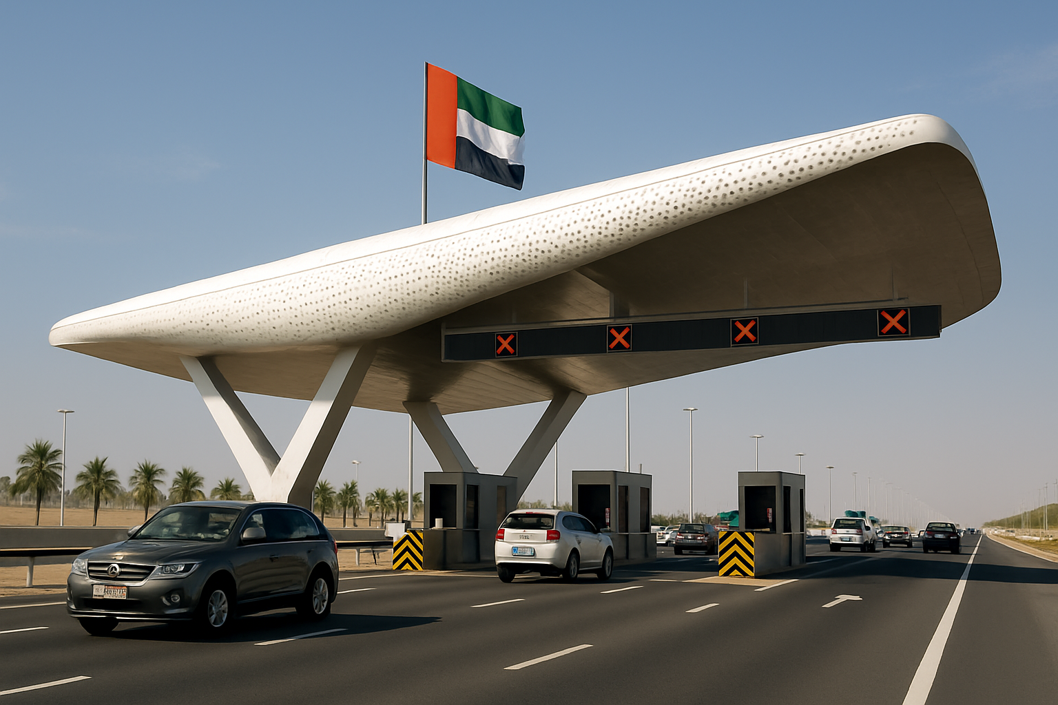 Modern tollgate on a UAE highway