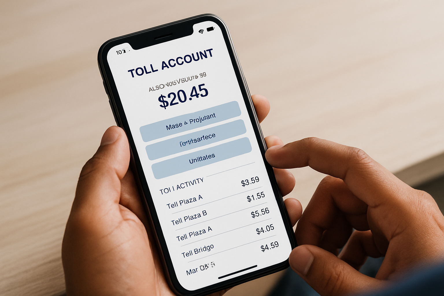 User checking toll account on mobile app